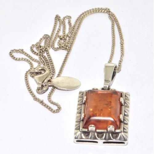 240 - Baltic honey amber 925 silver pendant.