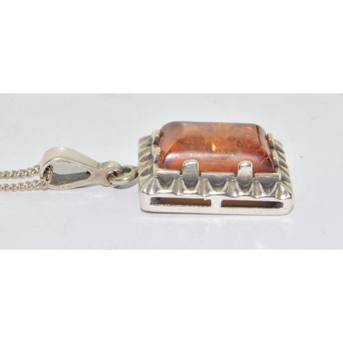 240 - Baltic honey amber 925 silver pendant.