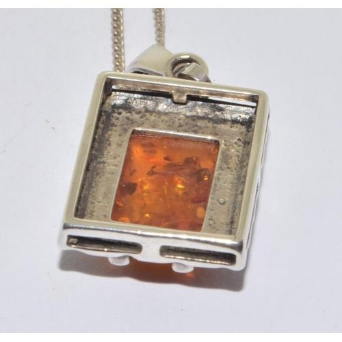 240 - Baltic honey amber 925 silver pendant.