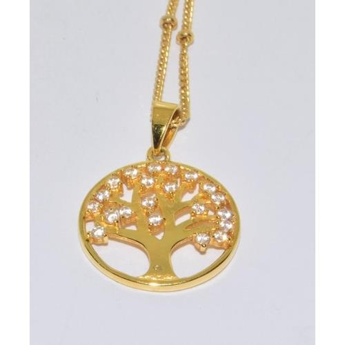 243 - Tree of life 18ct gold on 925 silver set with CZ