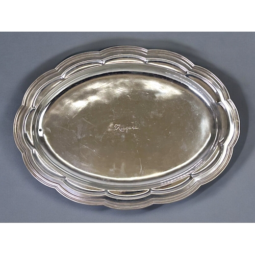 244 - A rare large Tiffany & co silver plate 'Niagara' engraved meat plate.Possibly from a 'Niagara' c... 