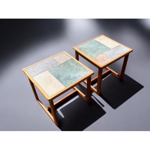 409 - 2 x Danish mid century tiled top tables by Mobelfabrikken Toften