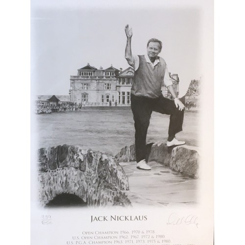 10 - Golfing Interest - Jack Nicklaus framed Ltd Edition Signed Verso 339/850 Print 