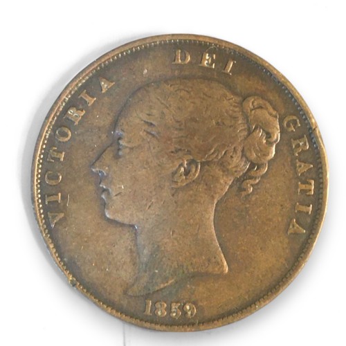 171 - George III 1797 Two Penny, George II 1806 Half Penny, 1859 Young Victoria Penny, Georgian Token (Thi... 