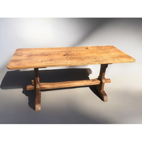 359 - Rustic Vintage Arts and Crafts Style Refectory Oak and Elm 3 Plank Table.H 71cmL 154cmW 62cm... 