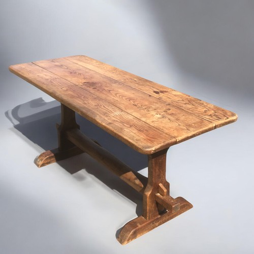 359 - Rustic Vintage Arts and Crafts Style Refectory Oak and Elm 3 Plank Table.H 71cmL 154cmW 62cm... 