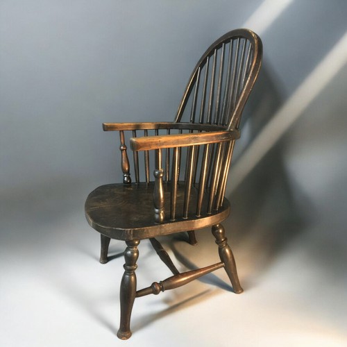 360 - 19th Century Elm Seated Stick Back Windsor Low Chair.