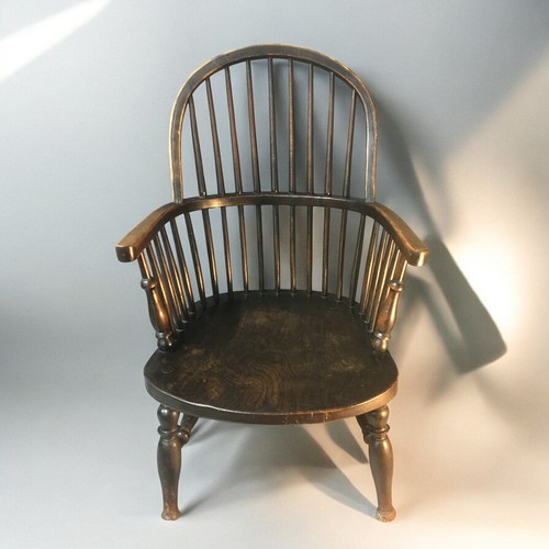 360 - 19th Century Elm Seated Stick Back Windsor Low Chair.