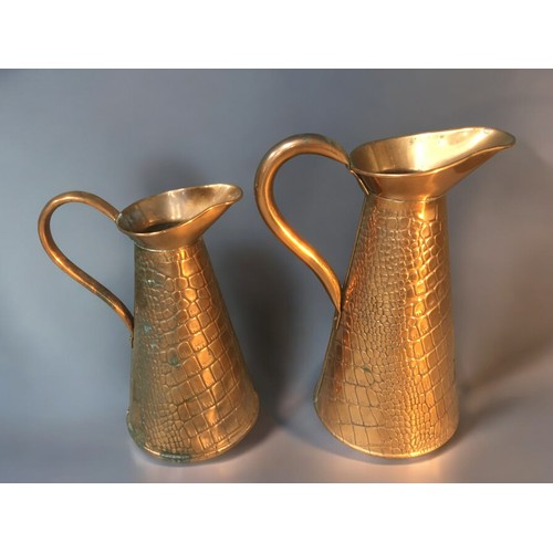 18 - Joseph Sankey and Sons Graduated Pair of Copper Crocodile Pattern Jugs No4 and No6 and and English m... 