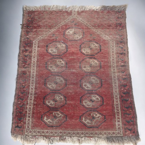 367 - Antique Turkemen Prayer Rug. Of Traditional Design Handmade and Knotted.L 99cmw 78cm