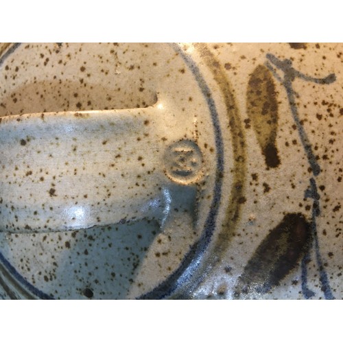 87 - 1964 John Maltby Stoneshill Pottery, Yunomi Glaze Casserole with Lid. Impressed Mark to lid.Dia 28cm... 