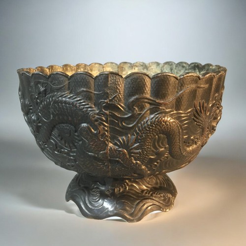 46 - Japanese Heavily Decorated Cast Bronzed Bowl, Early 20th Century. Stamped to Base. Having Profuse Dr... 