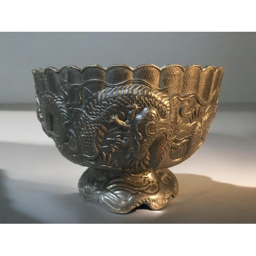 46 - Japanese Heavily Decorated Cast Bronzed Bowl, Early 20th Century. Stamped to Base. Having Profuse Dr... 