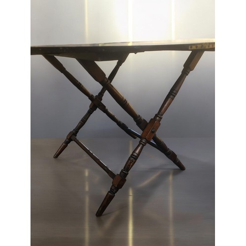 381 - Thornton & Hearne Folding Coach Table. Early 20th Century.Height 62cmDiam 92cm