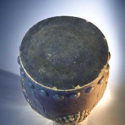 161 - A Chinese Qing Dynasty Barrel Shaped Earthenware Blue Glazed Garden Seat, Having Foo Dog Decoration ... 