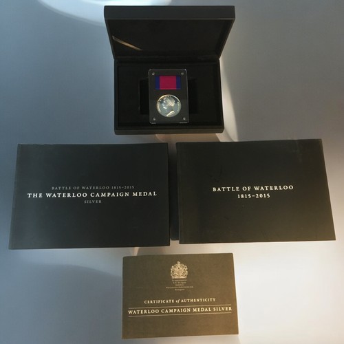 170 - Waterloo Campaign Solid Silver Bi-Centenary Medal, Fully Cased with the Certification.