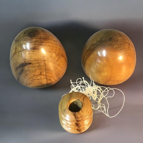 39 - 19th Century Fruitwood Bobbin Holder with Fruitwood Bobbin in the form of an Egg! Together with a la... 