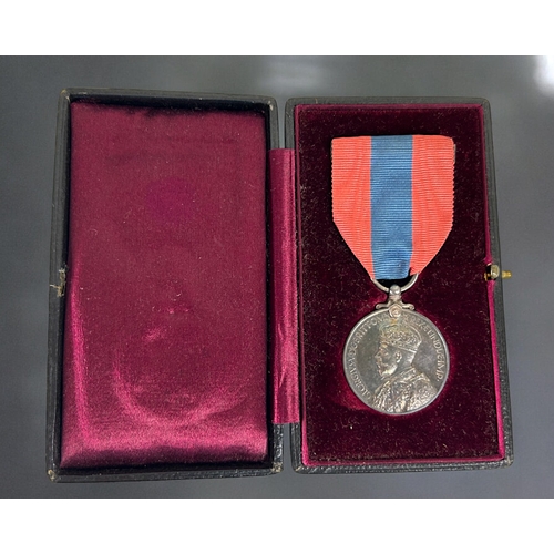 428 - A boxed Imperial service medal, George V.Awarded to Alfred Vodden Edwards.With ribbon & case.... 