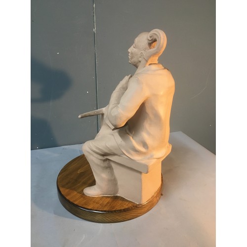 73 - Large Terracotta Cellist - Dated for 1983 with Sculpture and Monogrammed H.R.K...Height 45cm