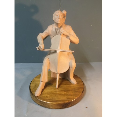 73 - Large Terracotta Cellist - Dated for 1983 with Sculpture and Monogrammed H.R.K...Height 45cm