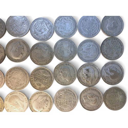 277 - 1918-1939 Silver Half Crowns 28 in Total.385g.