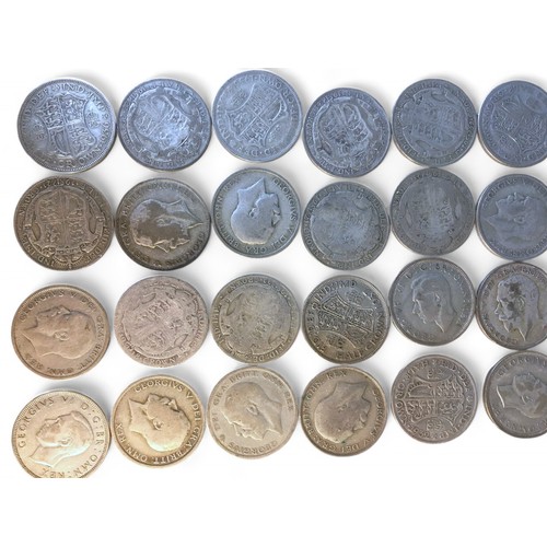 277 - 1918-1939 Silver Half Crowns 28 in Total.385g.