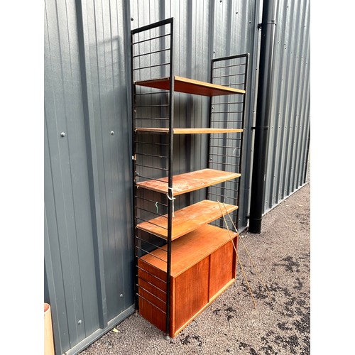 372 - Ladderax Staples Teak Display Stand with 4 shelves and storage unit 210cm x 135cm