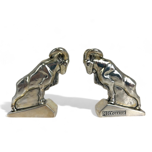 554 - Max Le Verrier (1891-1973), Silver Art Deco 'Ram' cruets.Stamped '800' to base. 7.5 x 7cmWeight - 28... 