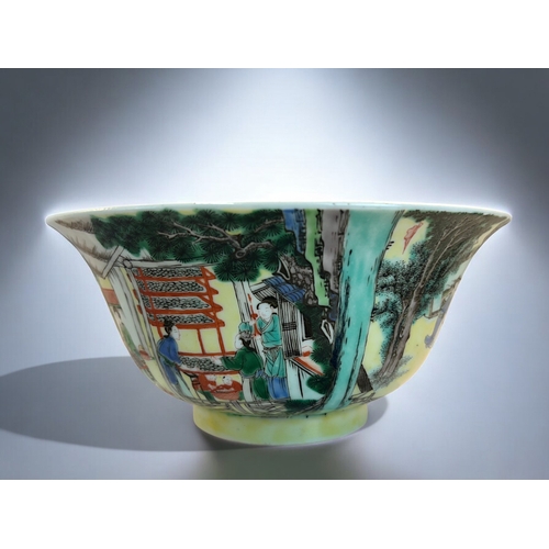 22 - A Chinese Famille Verte porcelain bowl.Qing dynasty, 19th century.In the Kangxi style. 10 x 21cm... 