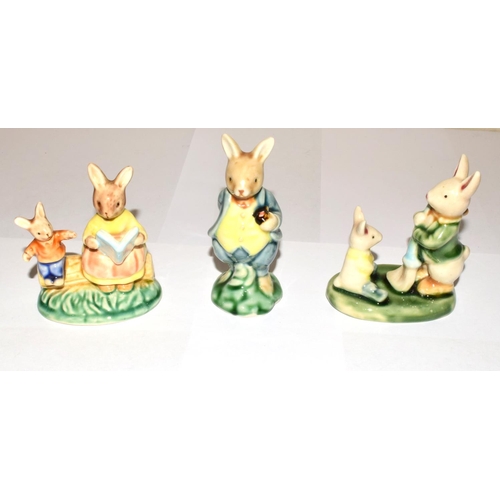 293 - Collection of Vintage porcelain Rabbit family figures many depicting children's story book  figures ... 