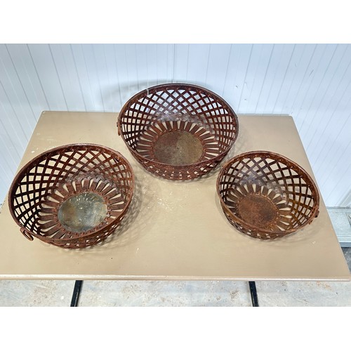 327 - Metal latticed garden bowls x3