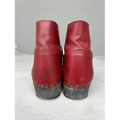 286 - Two Vintage early 20th century sporting boots, one woman`s leather athletic shoes 25cm sole length a... 