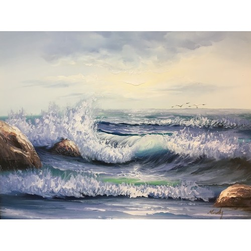 305 - 2 Original Artworks - Both Oil on Canvas and Framed. First a Coastal English Scene signed Moody, Sec... 