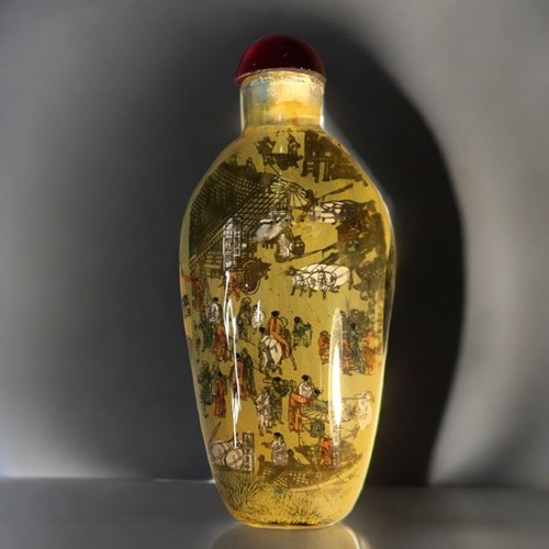 103 - Chinese Snuff Bottles x 4 all 20th Century and internally Painted. 2 have Giant Panda Decoration, 2 ... 