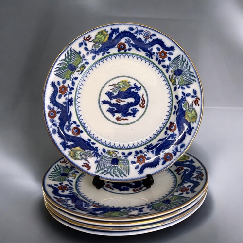 289 - A set of five Minton 'Chinese Dragon & Bird' pattern dinner plates.Diameter - 26cm