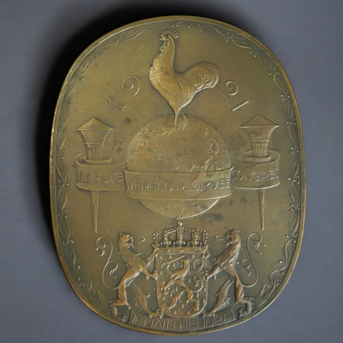 473 - 1921 'World Poultry congress' bronze medal.Artist - Chris van der Hoef and Jac van Goor.78 x 62mm... 