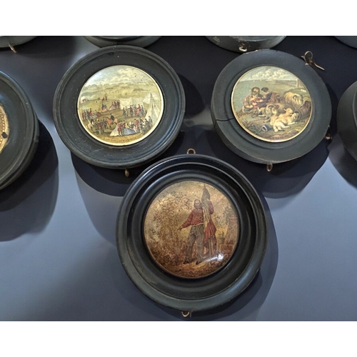 292 - A collection of thirteen 19th century Pratt ware pot lids.Framed.