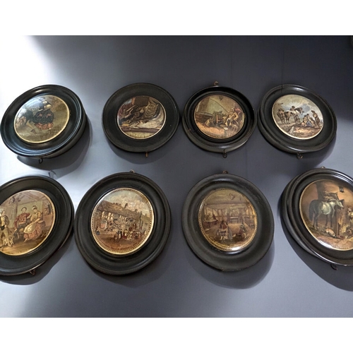 292 - A collection of thirteen 19th century Pratt ware pot lids.Framed.