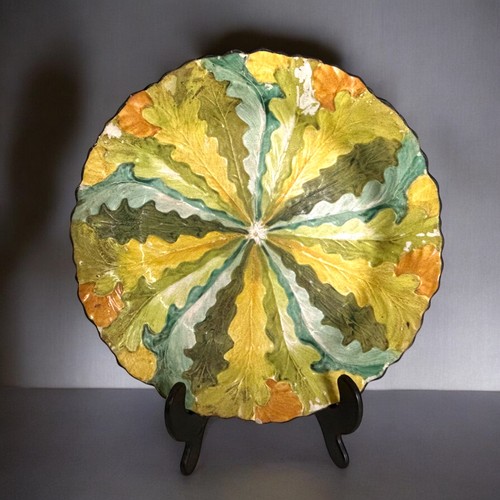 293 - A scarce Davenport pearlware 'Oak leaf' plate, Circa 1810. Together with a 18th century creamware re... 