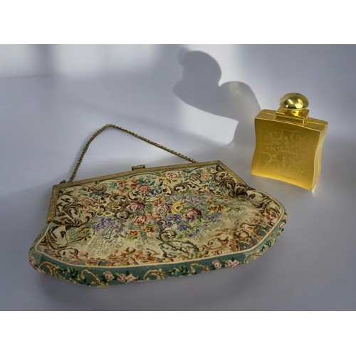 628 - A Hermes 24, Faubourg perfume holder.Together with an embroidered and engraved gilt metal clutch pur... 