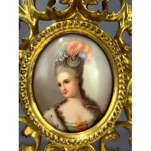 294 - A pair of 19th century hand painted miniatures. Painted portraits of Louis XVI & Marie Antoinett... 