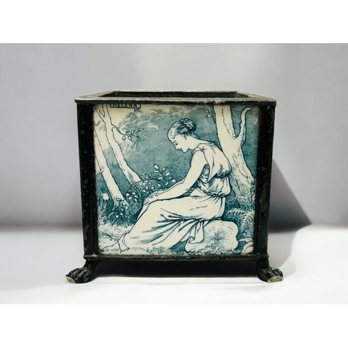 295 - Helen JA Miles for Wedgwood tiled planter.Midsummer Night's Dream series, C1880.17 x 18.5 x 18.5cm... 