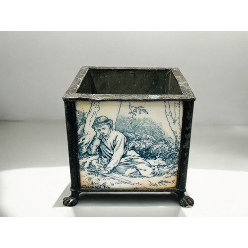 295 - Helen JA Miles for Wedgwood tiled planter.Midsummer Night's Dream series, C1880.17 x 18.5 x 18.5cm... 