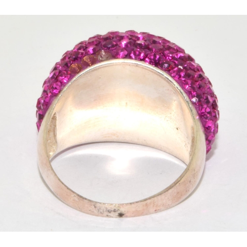 104 - 925 silver large glitter statement cocktail ring size O