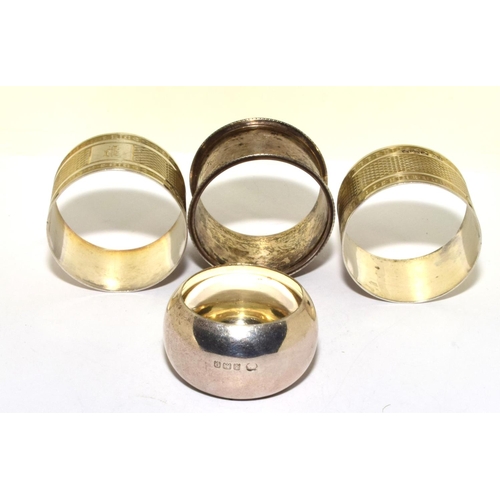 24 - 4 x 925 silver mixed napkin rings 100g