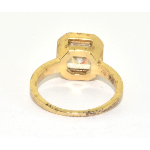 182 - 925 silver gilt square face solitaire ladies ring size Q