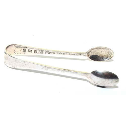 199 - Mixed silver Tea spoons together a pair of silver sugar nips 100g 