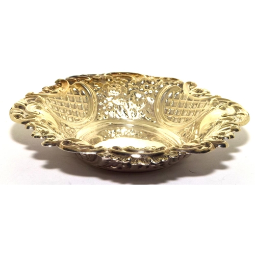 224 - Silver fully hallmarked embossed bonbon dish 93g 16x13x3cm 