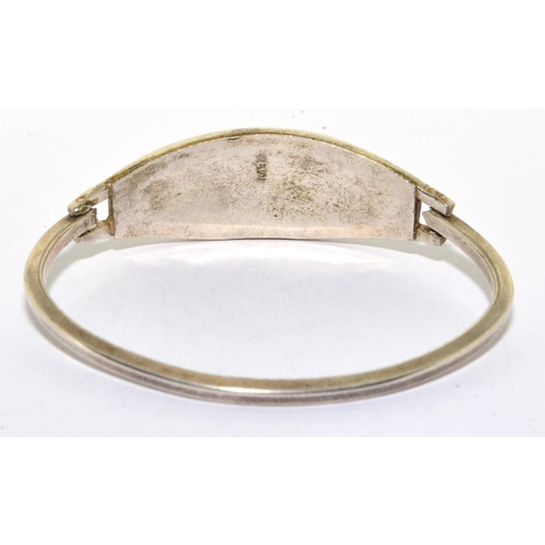 229 - 925 silver bangle decorated with Mother of Pearl leaves 