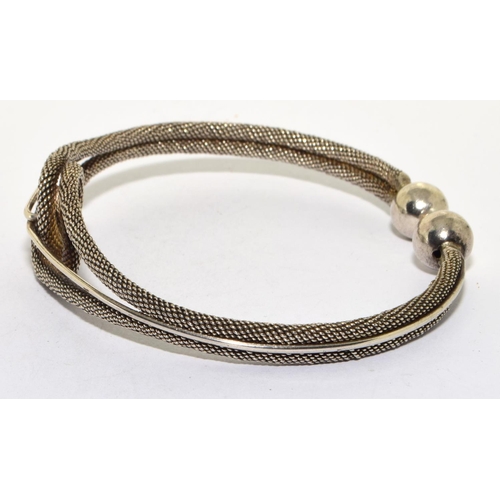 253 - 925 silver knotted rope design cuff bangle 